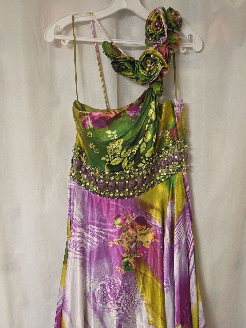 Jovani One-Shoulder Floral Evening Gown/Dress